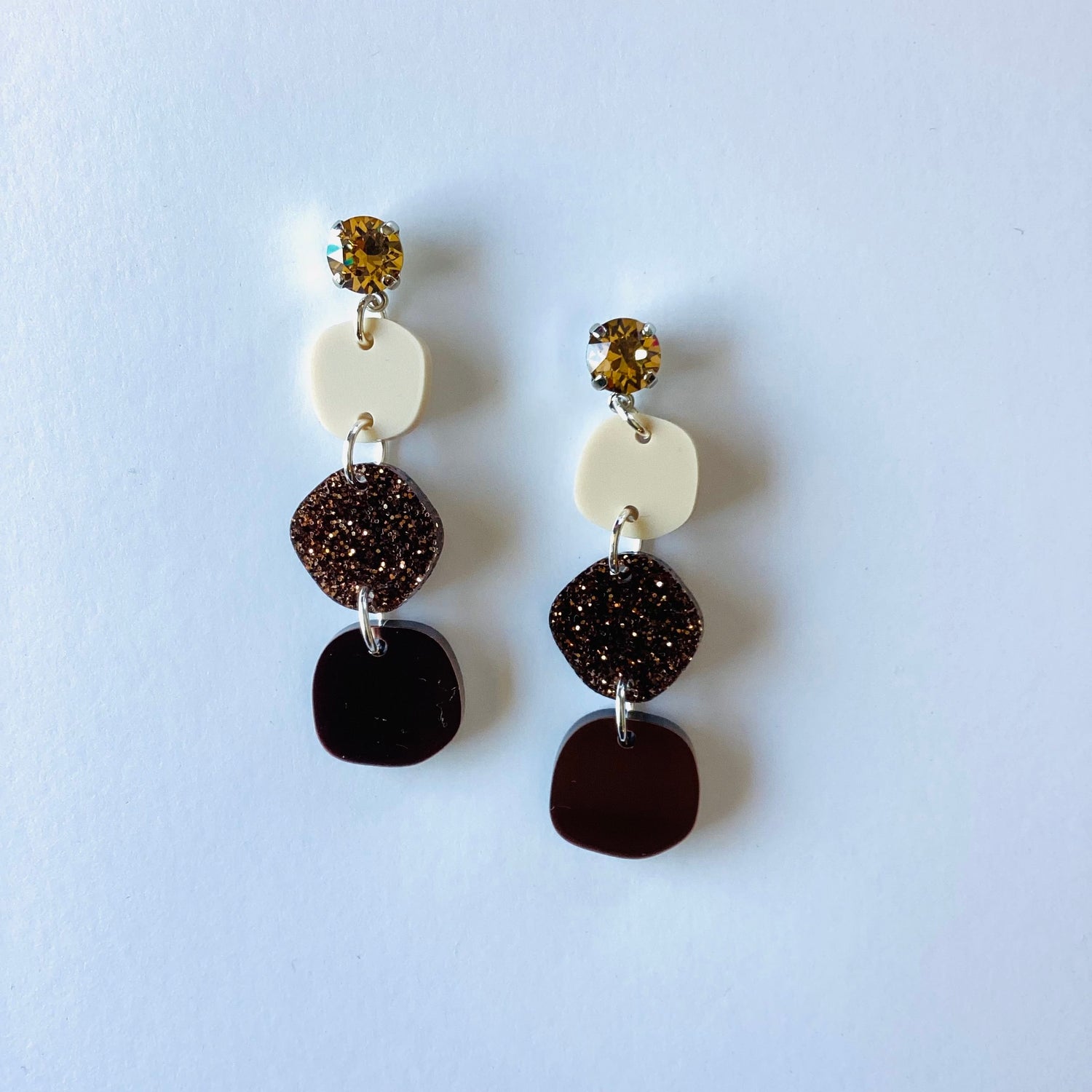 Neutral Glittery Drop Earrings
