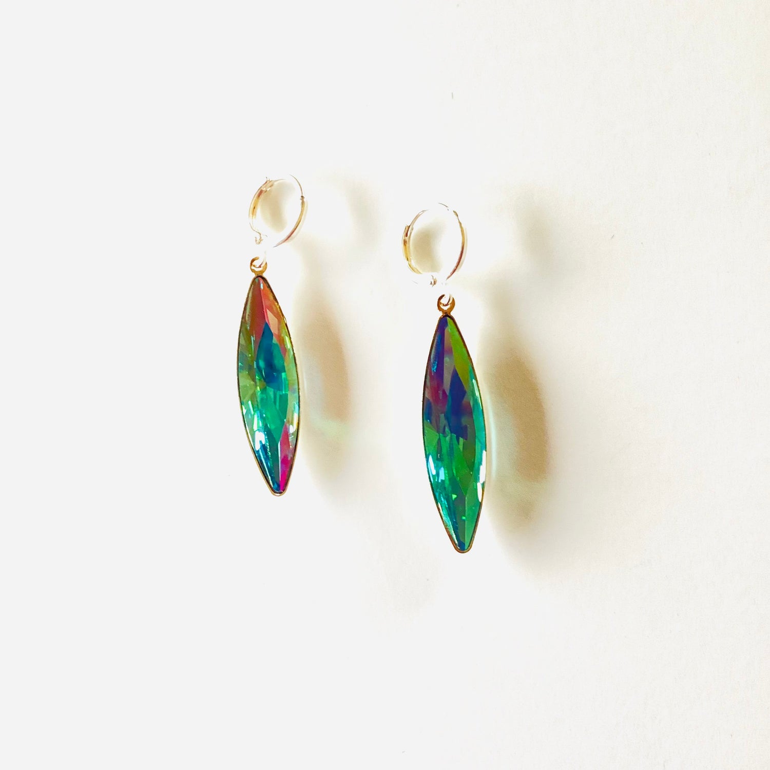 Light Sapphire Haze Navette Drop Earrings