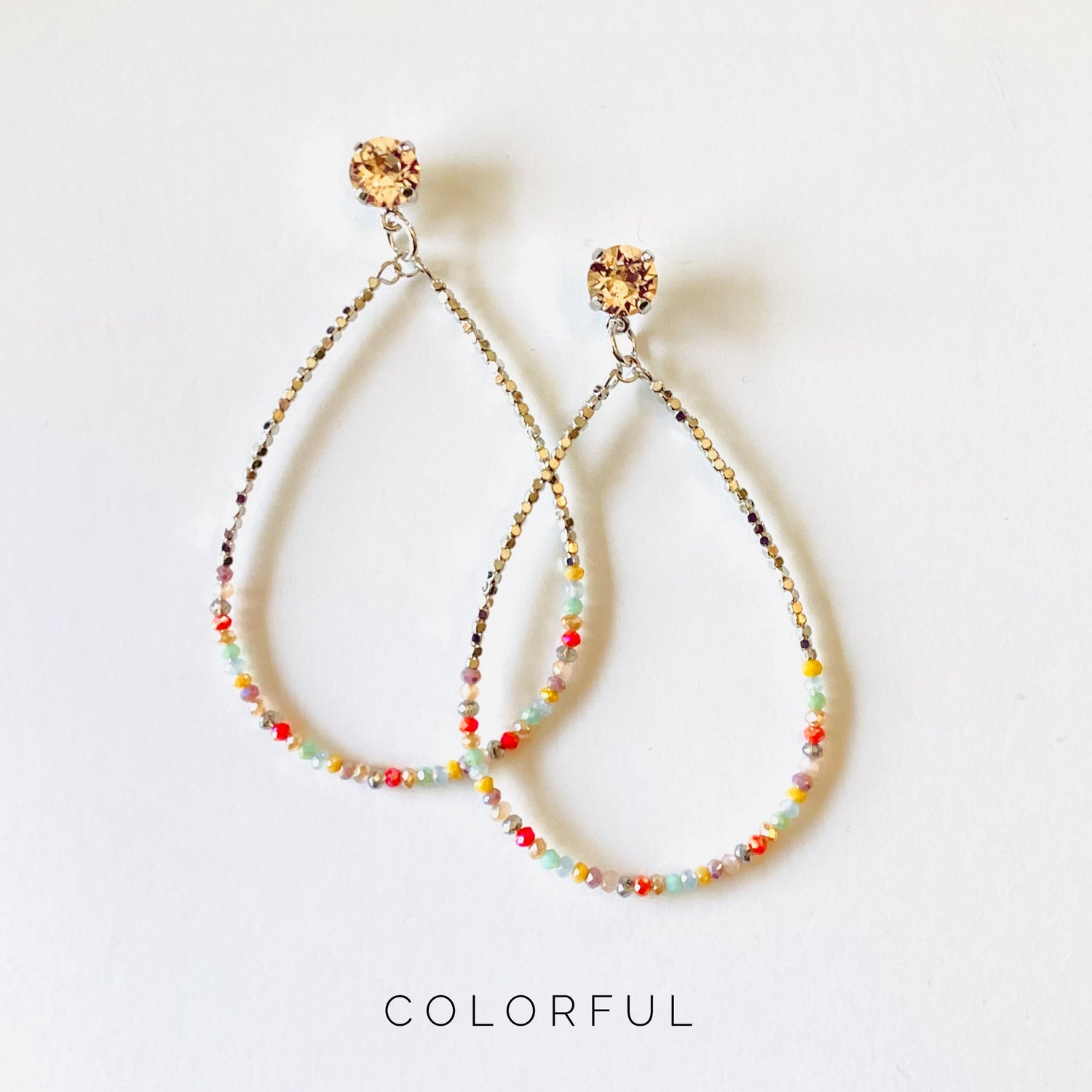 Dainty Large Beaded Teardrop Earrings {Multiple Colors!}
