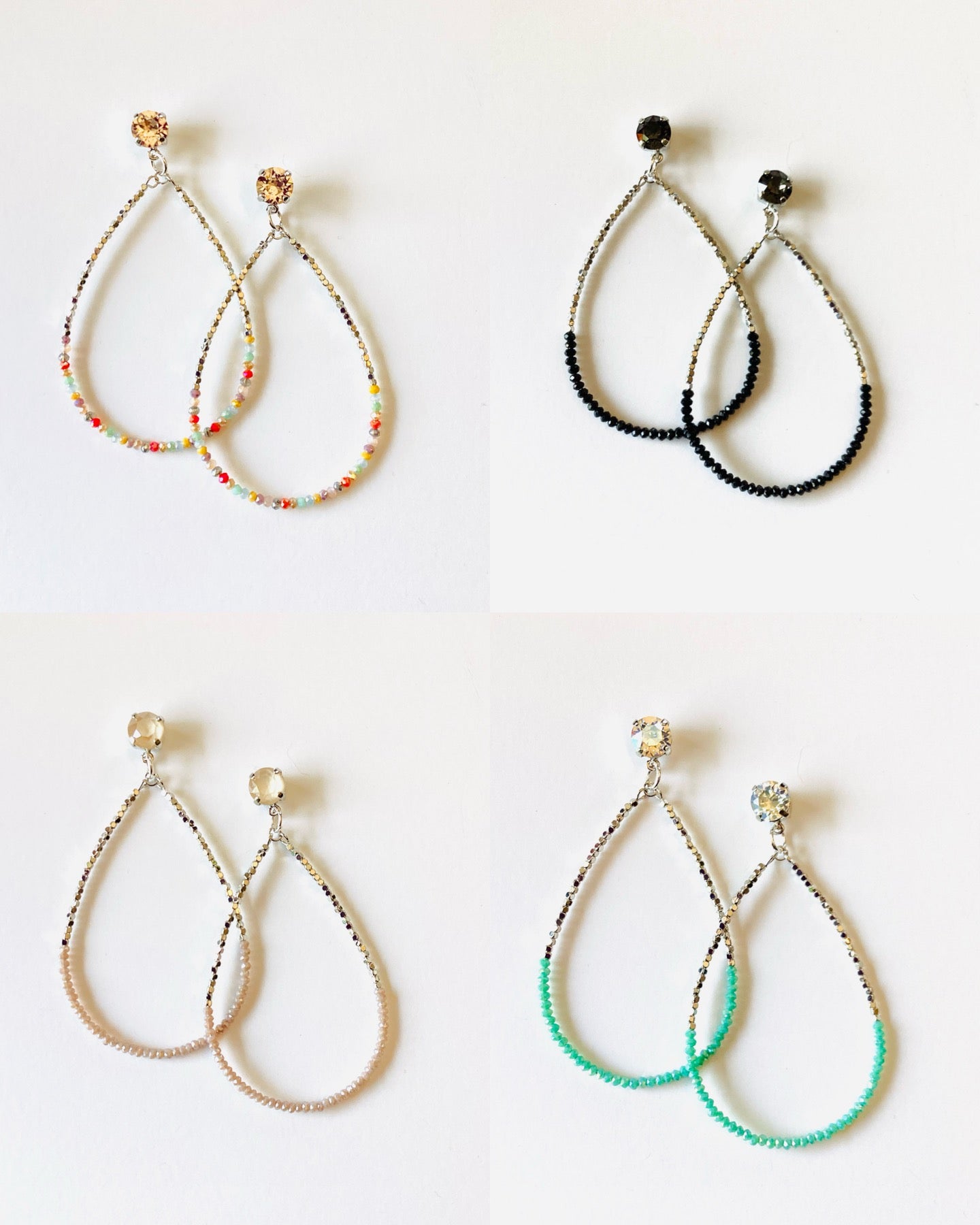 Dainty Large Beaded Teardrop Earrings {Multiple Colors!}