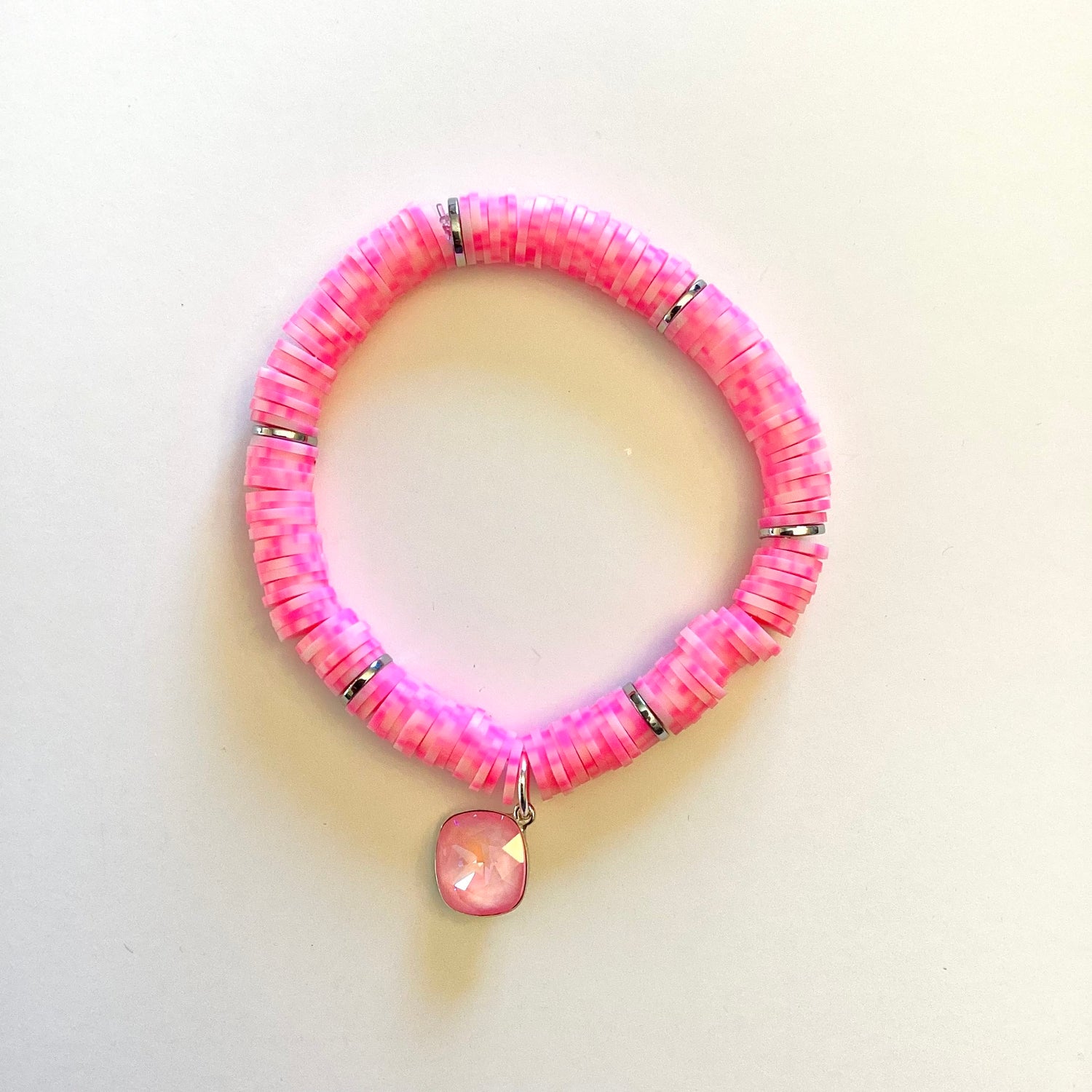 Hot Pink Confetti :: 8mm Heishi Stretch Bracelet