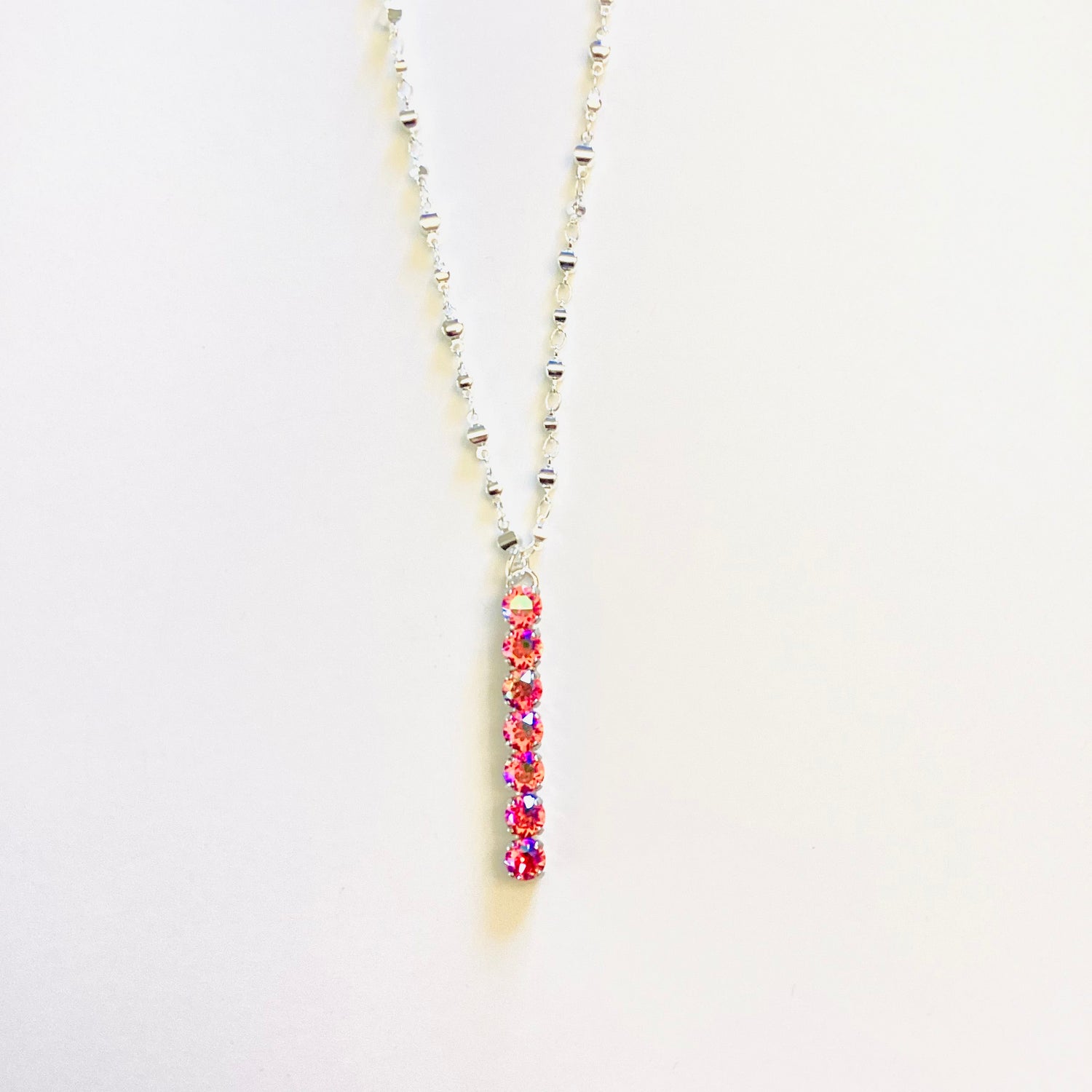 Long Bar Necklace in Rose AB