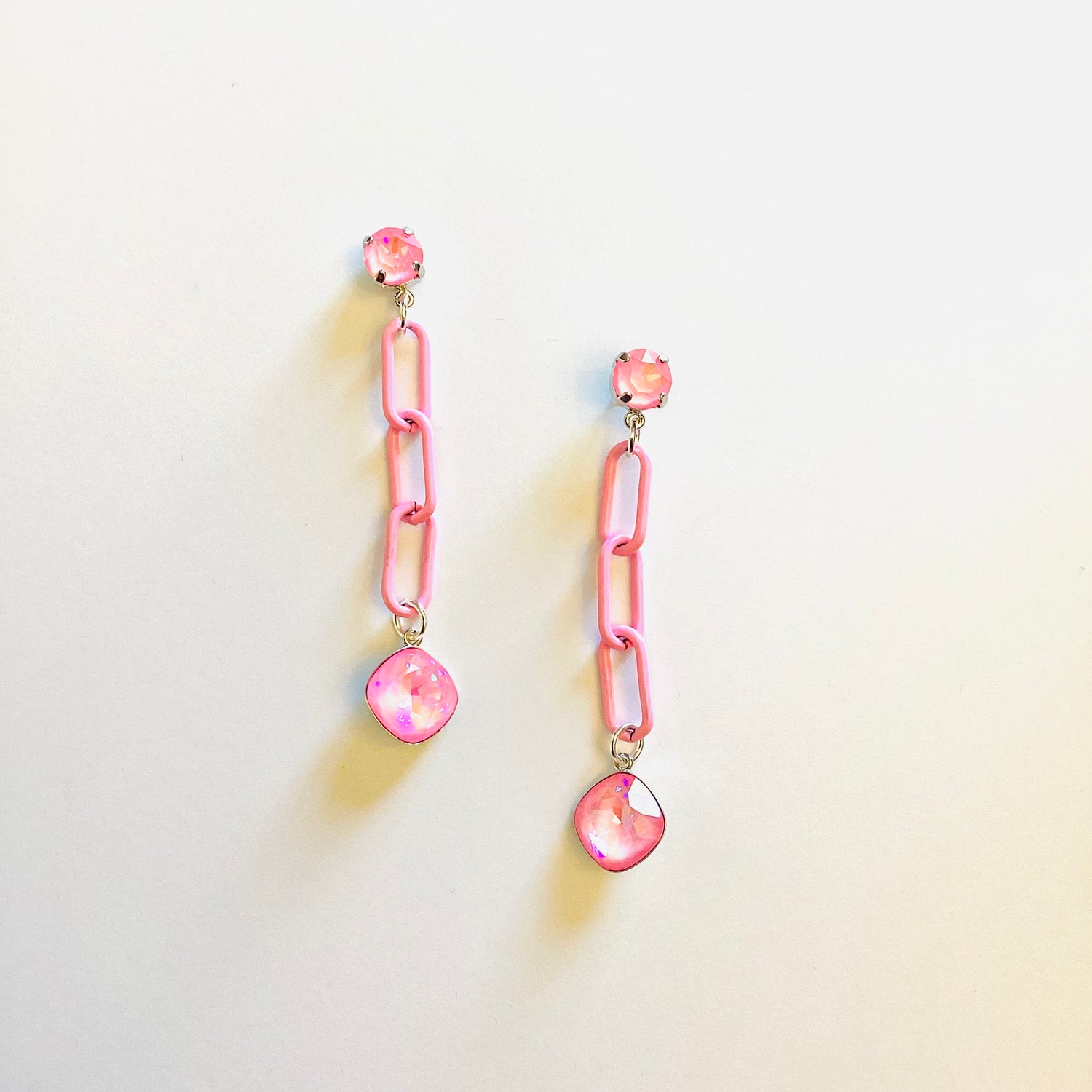 Petal Pink Chain Drop Earrings