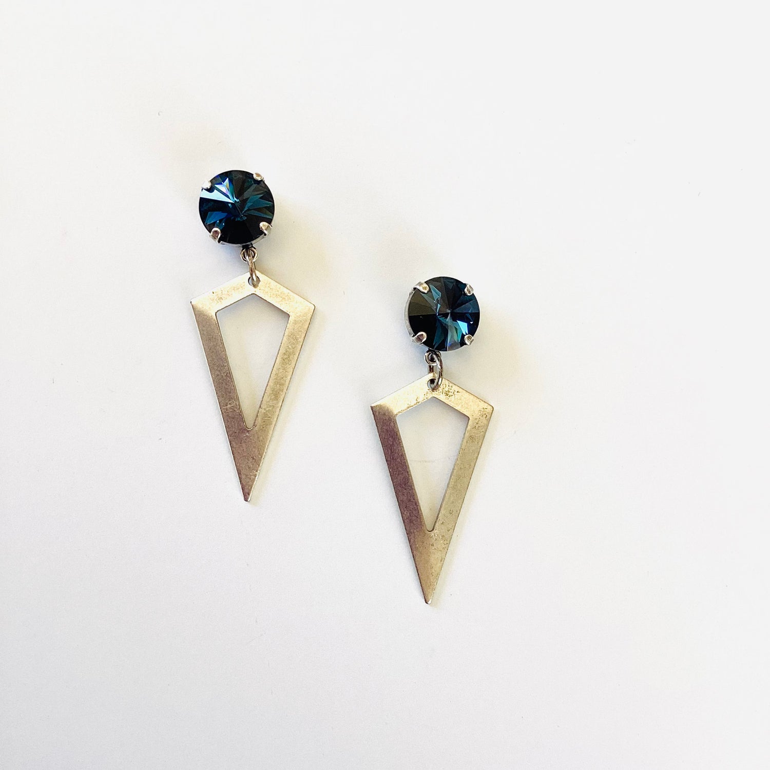 Navy Spike Earrings