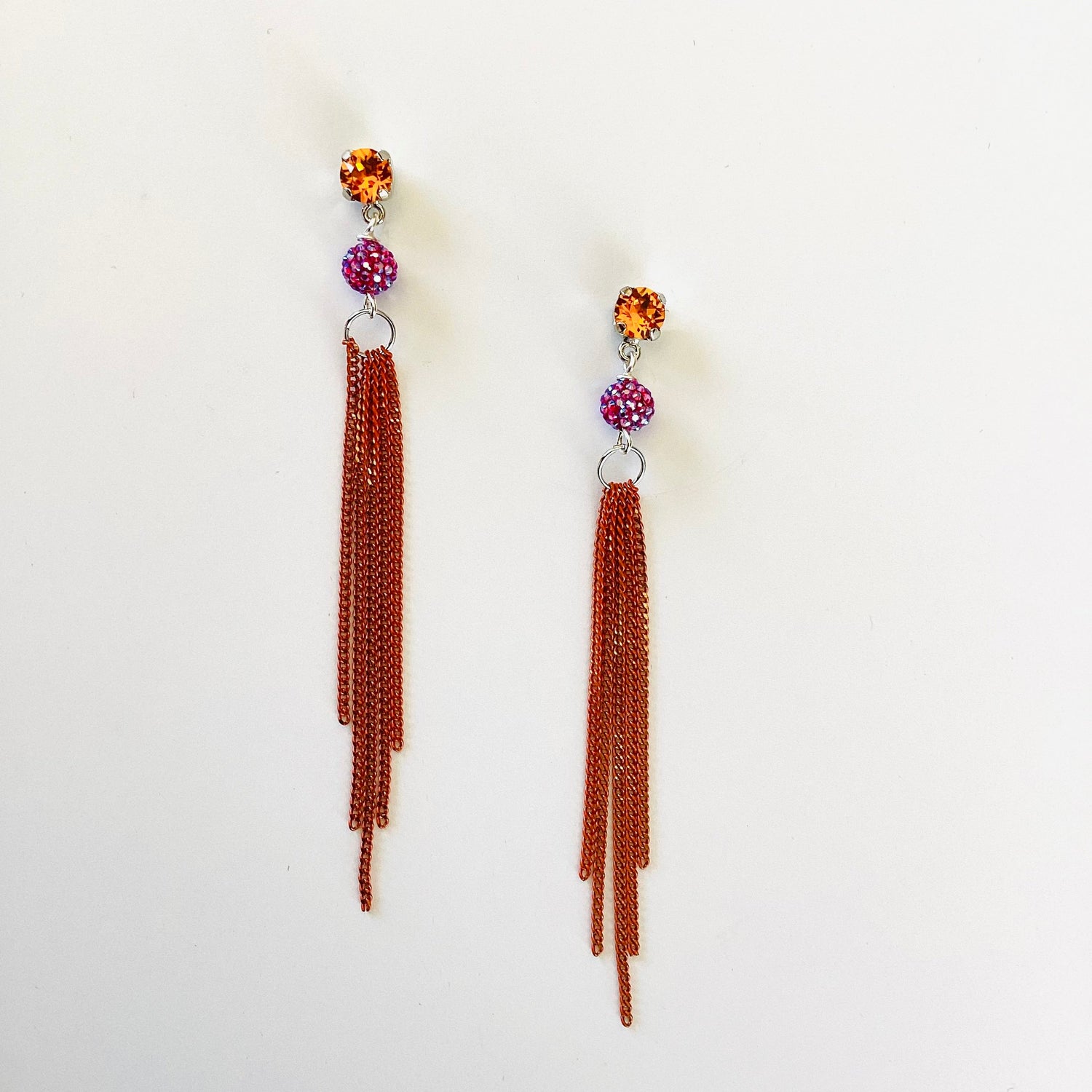 Pink Tangerine Fringe Earrings