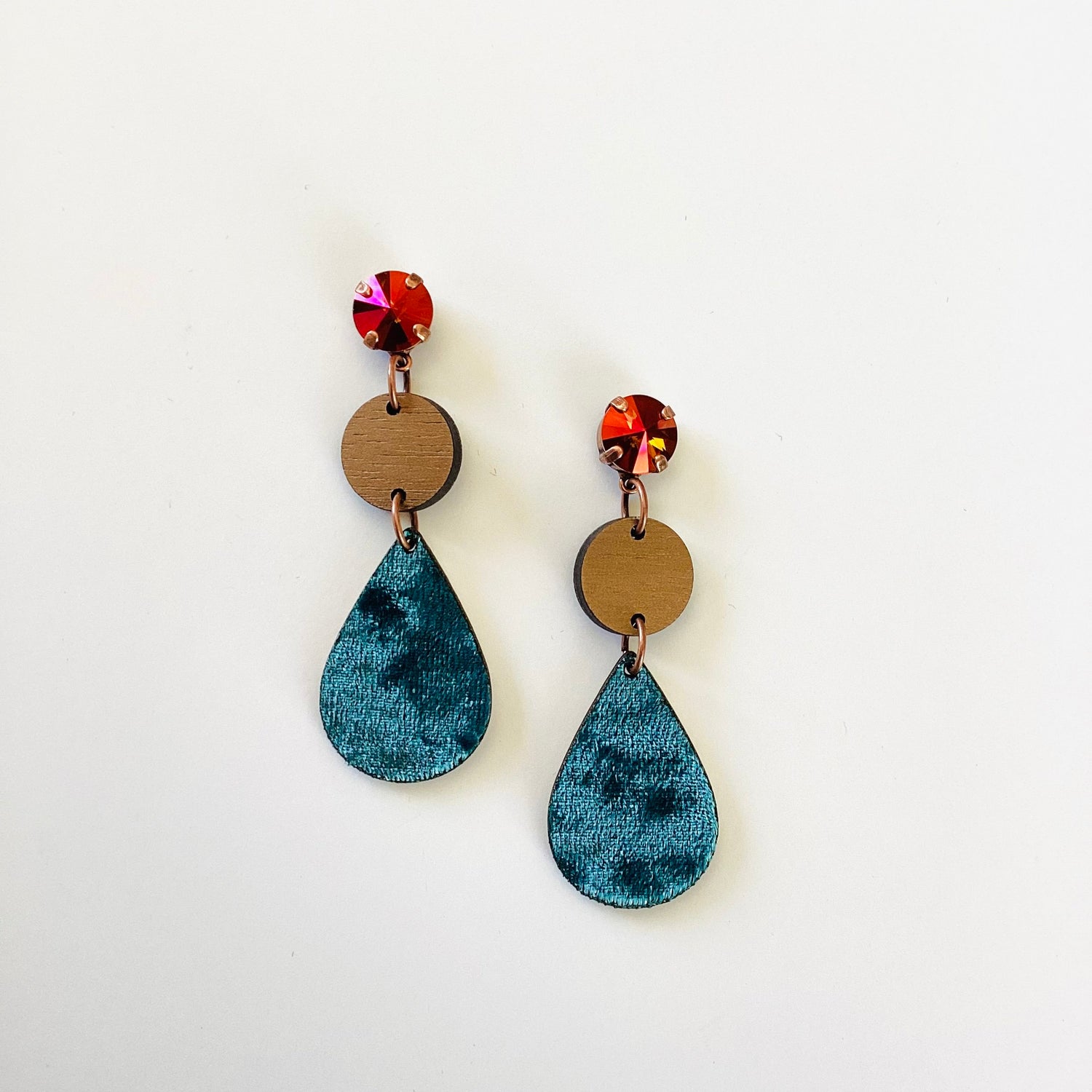 Blue Velvet Wood Earrings