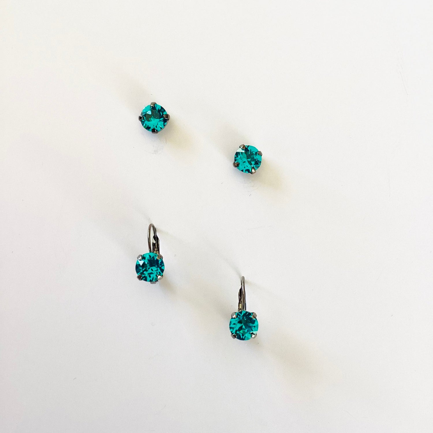 8mm Drop OR Post in Blue Zircon {Black Metal} - KaraMarie