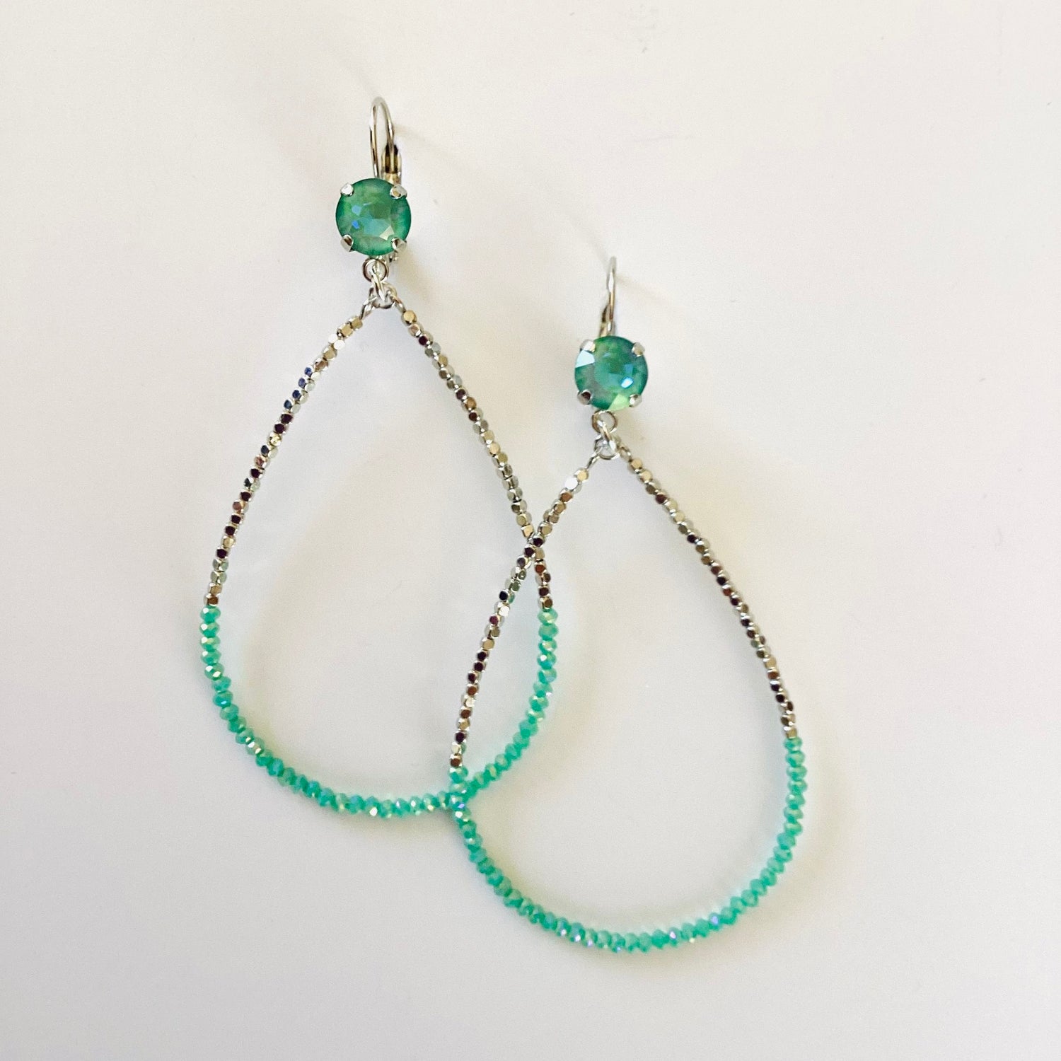 Beaded Minty Drop Earrings
