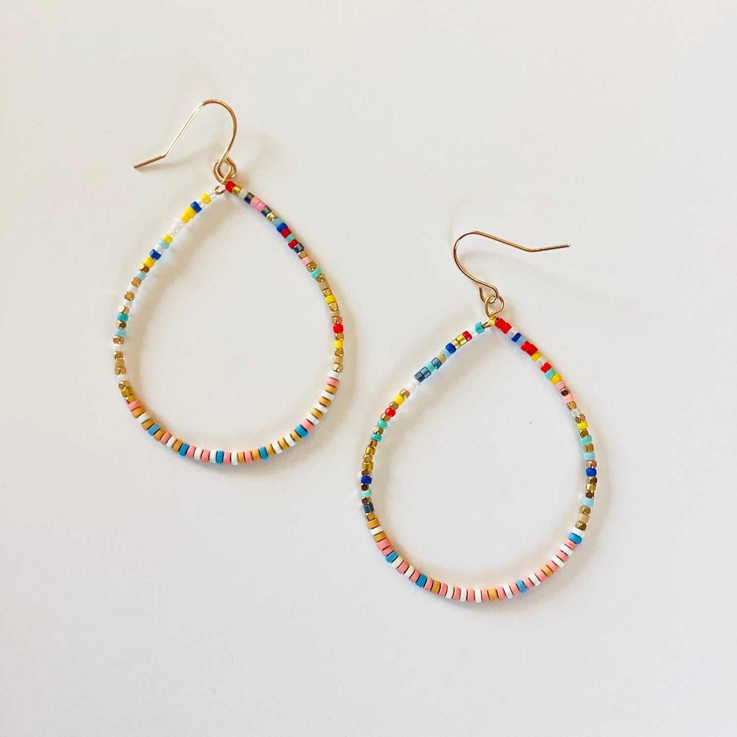 Colorful Simple Beaded Teardrop Earrings