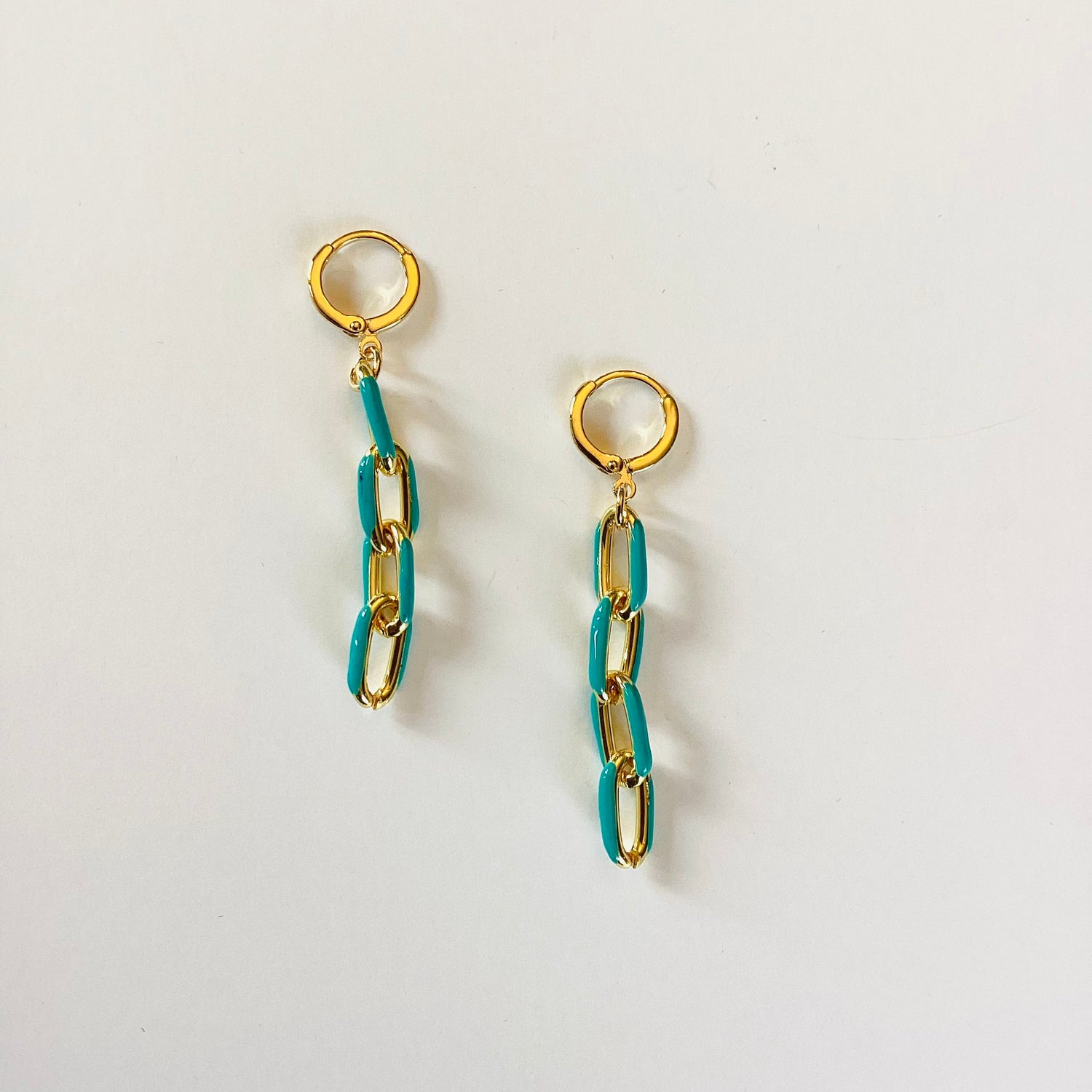 Colorful Gold Enamel Chain Earrings {Multiple Colors!}