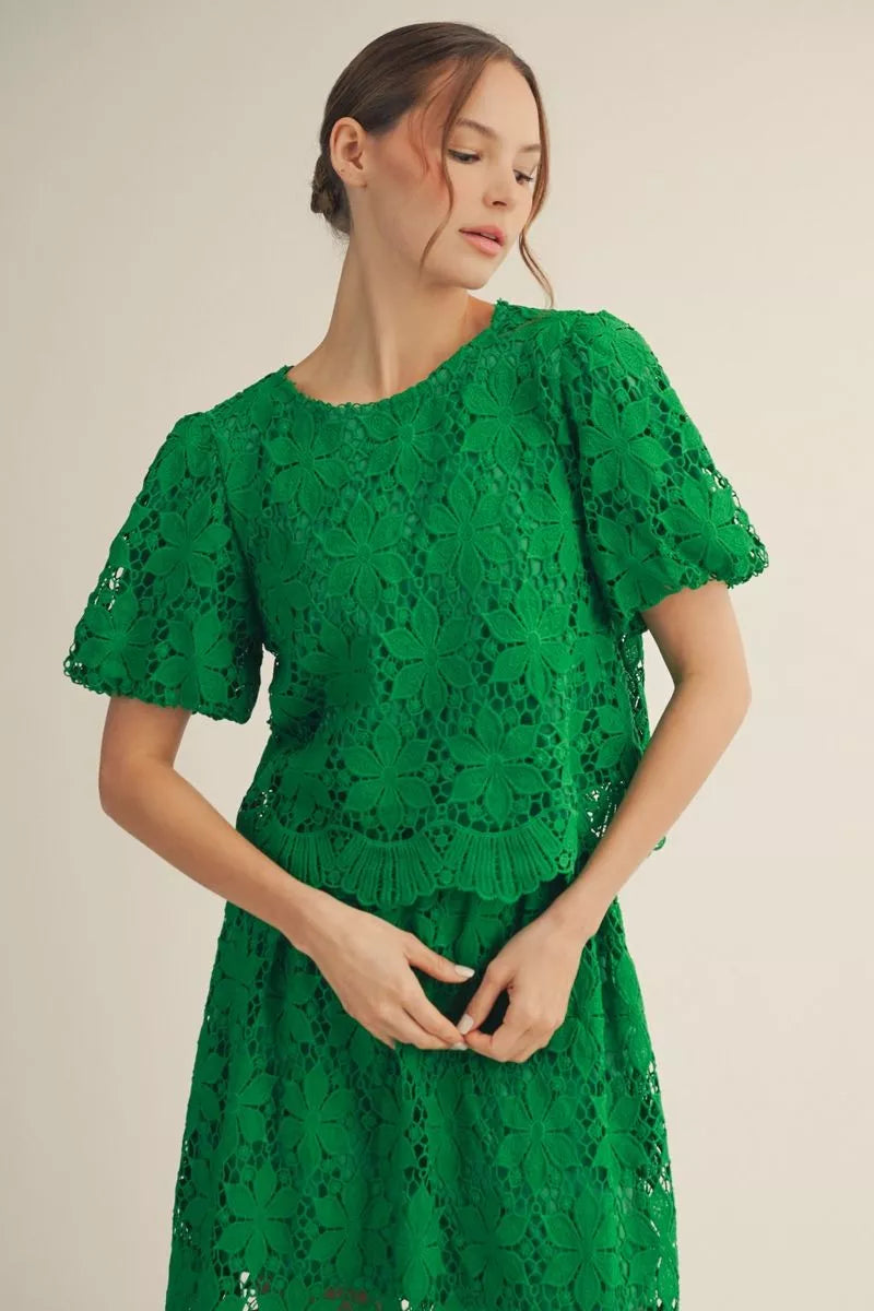 Blooming Lace Blouse - Green {S-L}