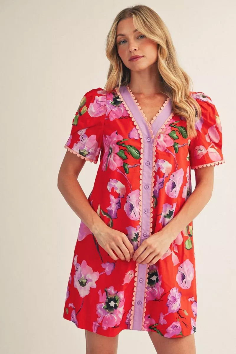 Fresh Floral Dress - Red {S-L}