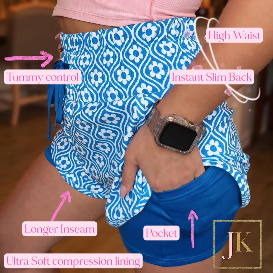 Miracle Shorts - Blue Floral Party
