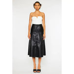 Blackout Chic Front-Button Midi Skirt {S-XL} - KaraMarie