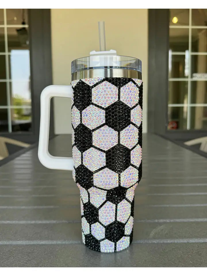 Rhinestone Studded Soccer Ball Tumbler (40oz)