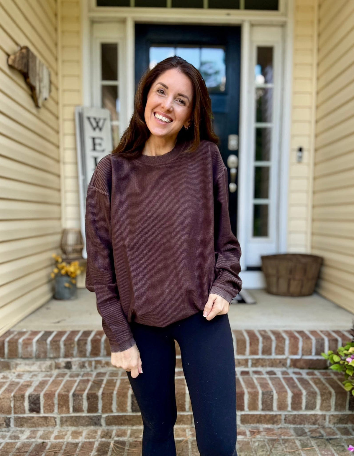 Moon Ryder Corded Crew in Dark Chocolate {XS-XL}