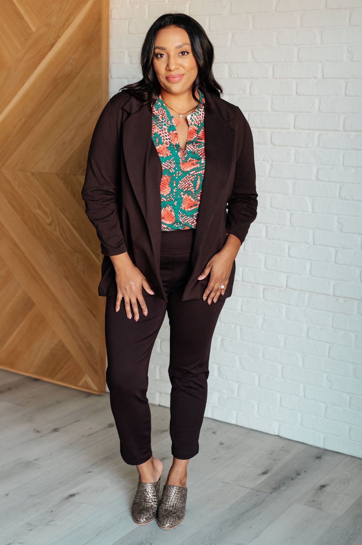 Magic 3/4 Blazer in Chocolate - KaraMarie