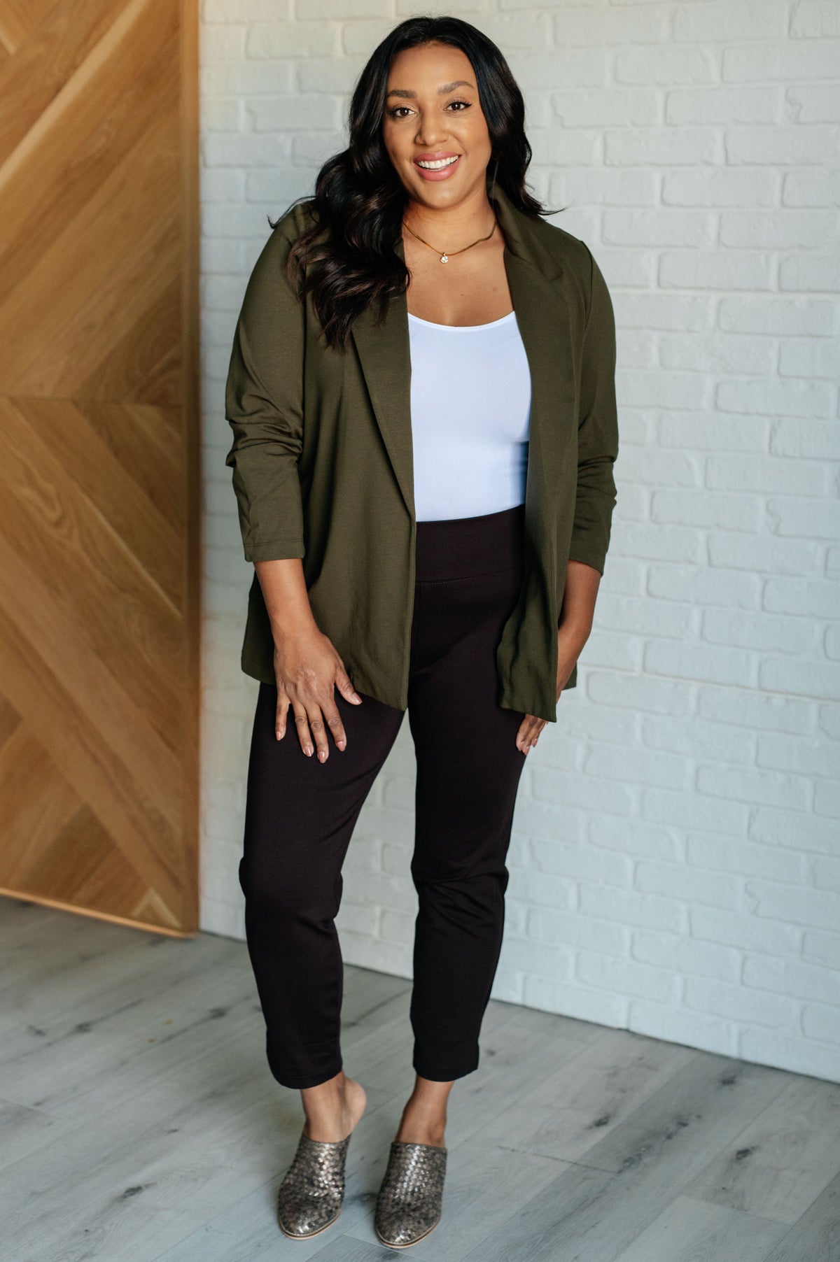 Magic 3/4 Blazer in Olive - KaraMarie