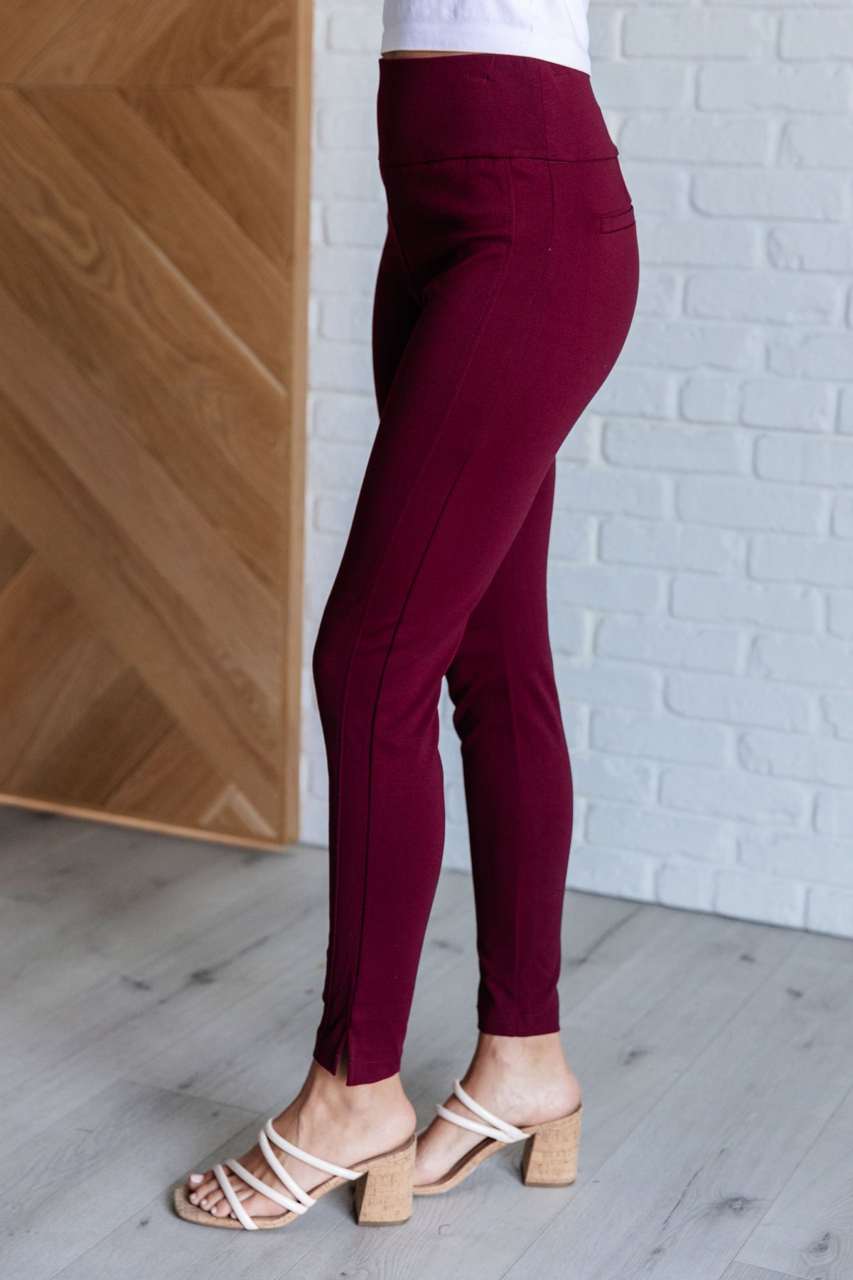 Magic Skinny 28" Pants in Wine - KaraMarie