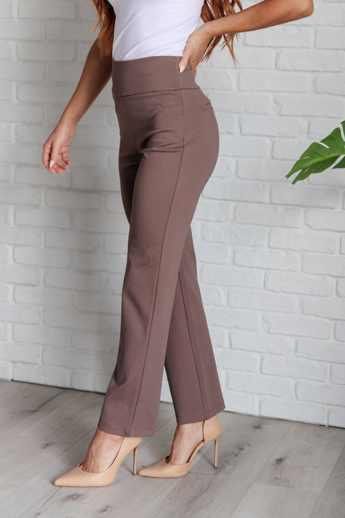 Magic Straight Pants in Dark Mocha - KaraMarie