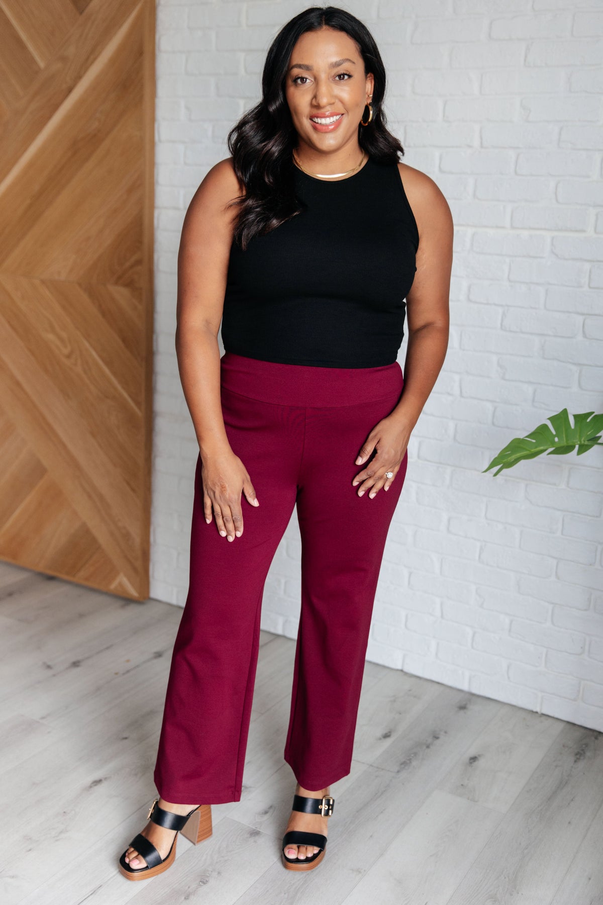 Magic Straight Pants in Wine - KaraMarie