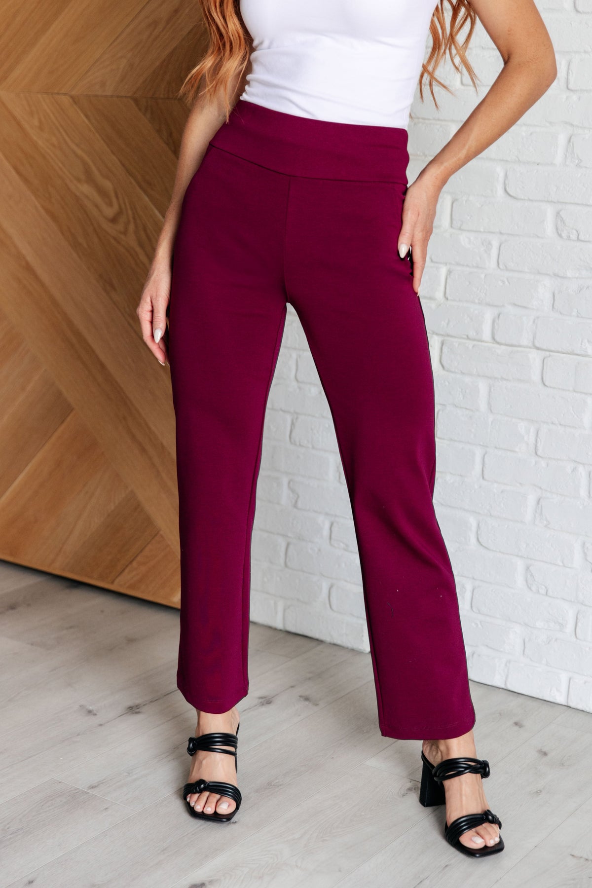 Magic Straight Pants in Wine - KaraMarie