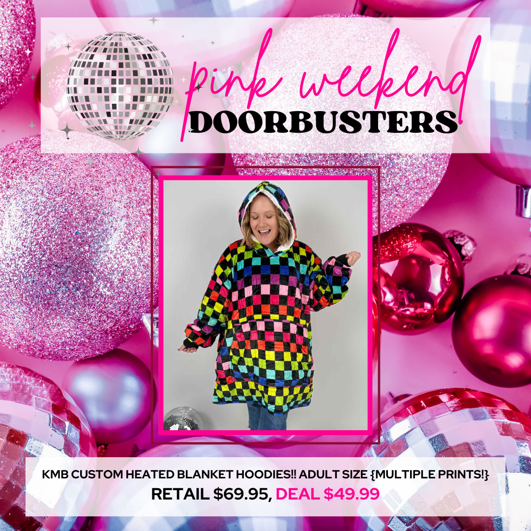 PINK DOORBUSTER! KMB Custom HEATED Blanket Hoodies!! ADULT SIZE {Multiple Prints!}