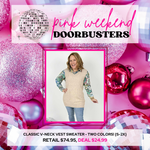 PINK DOORBUSTER! Classic V-Neck Vest Sweater - Two Colors! {S-2X} - KaraMarie