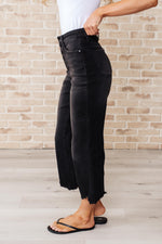 Ryan High Rise Button Fly Wide Leg Crop Jeans - KaraMarie