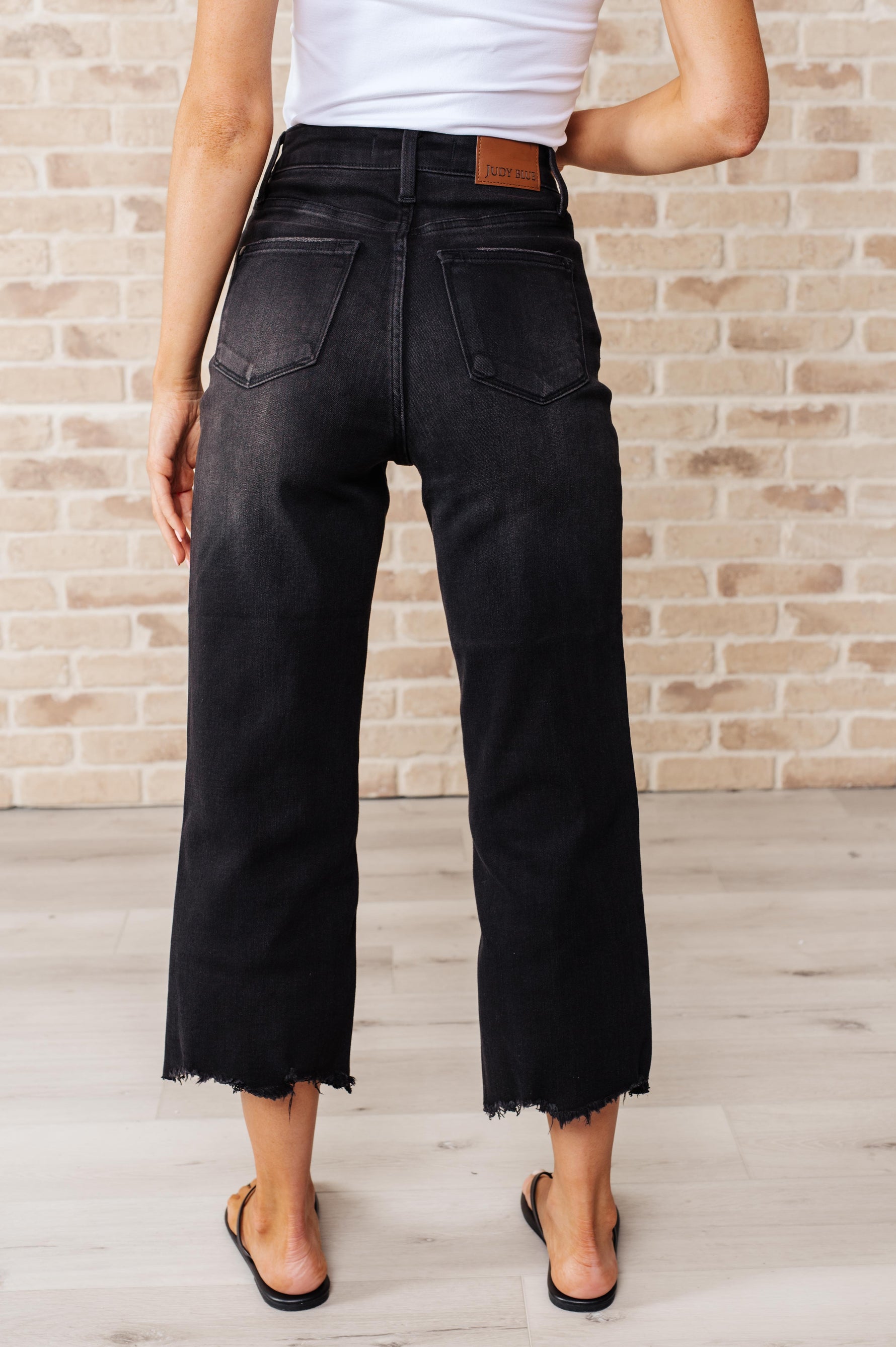 Ryan High Rise Button Fly Wide Leg Crop Jeans - KaraMarie