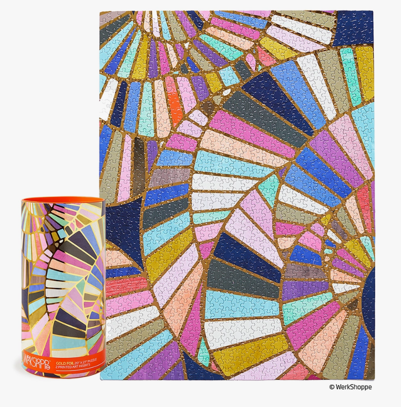 WerkShoppe - Spiral Staircases Gold Foil Abstract Puzzle - KaraMarie