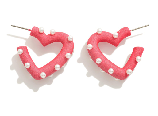 Small Pearl Studded Heart Hoop Earrings {Multiple Colors}