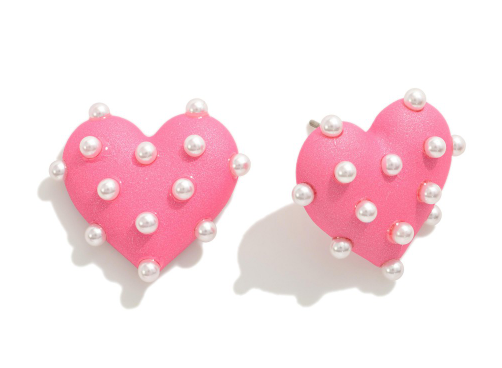 Pearl Heart Post Earrings {Multiple Colors}