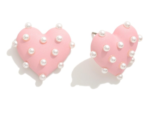 Pearl Heart Post Earrings {Multiple Colors}