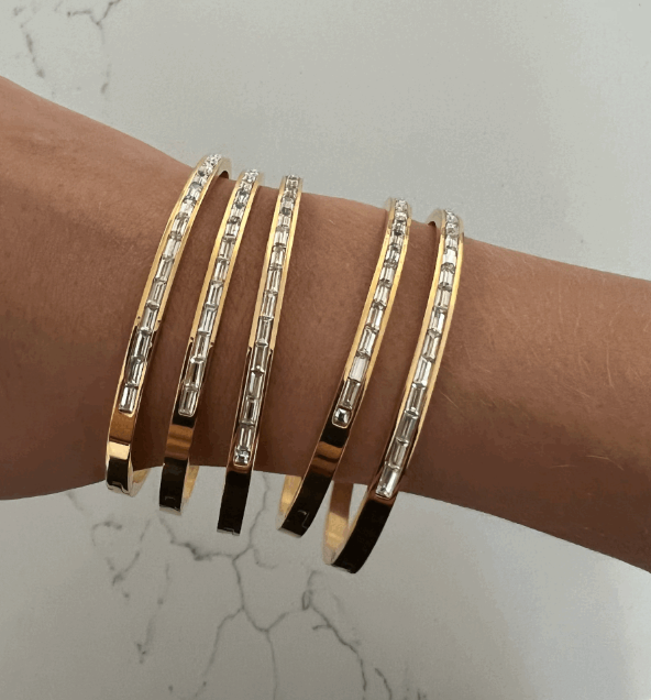 DAINTY BAGUETTE BANGLE {Waterproof Jewelry} - KaraMarie