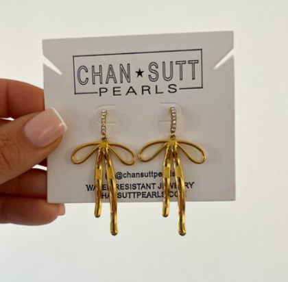DIAMOND BOW EARRINGS {Waterproof Jewelry} - KaraMarie