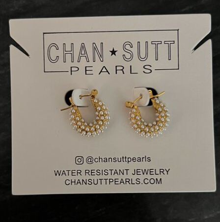 DAINTY PEARL HOOP EARRINGS {Waterproof Jewelry}