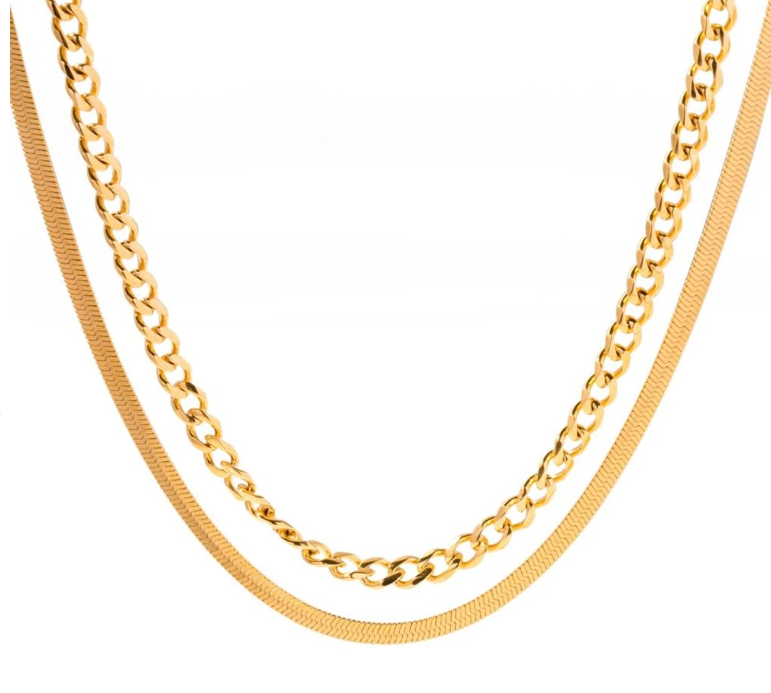 CHAIN + HERRINGBONE NECKLACE {Waterproof Jewelry}