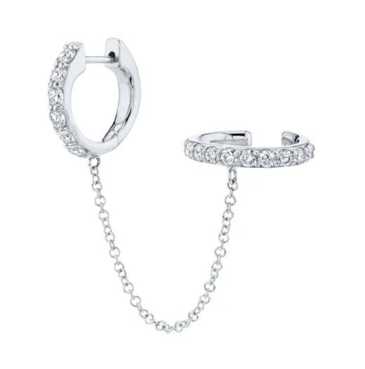 Sterling Silver Cuff Earring Double Clip Single Piece {GOLD or SILVER)