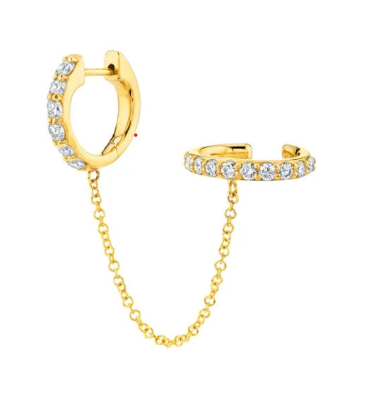 Sterling Silver Cuff Earring Double Clip Single Piece {GOLD or SILVER)
