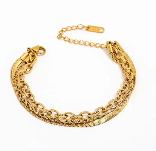Triple Strand Chain Bracelet  {Waterproof Jewelry!} - KaraMarie