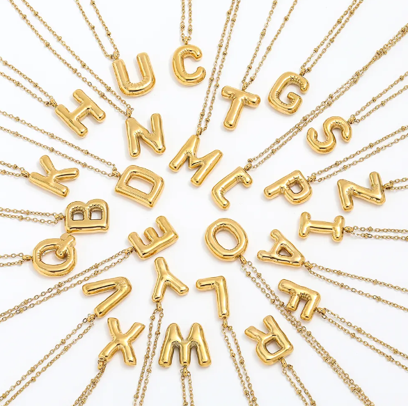 Balloon Letter Necklace - GOLD or SILVER {Waterproof} - KaraMarie