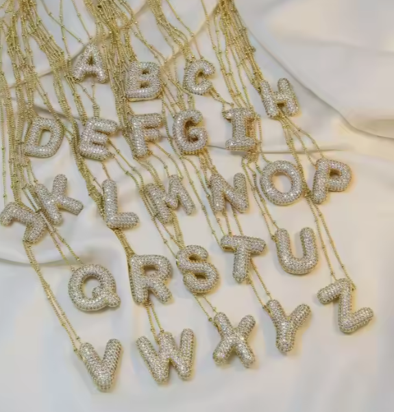Balloon Letter Sparkle Necklace - GOLD or SILVER