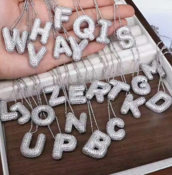 Balloon Letter Sparkle Necklace - GOLD or SILVER