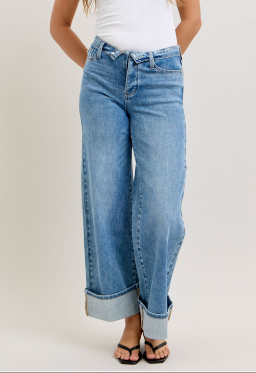 Judy Blue Turnline Fold-Over Straight Jeans {0-22W} - KaraMarie