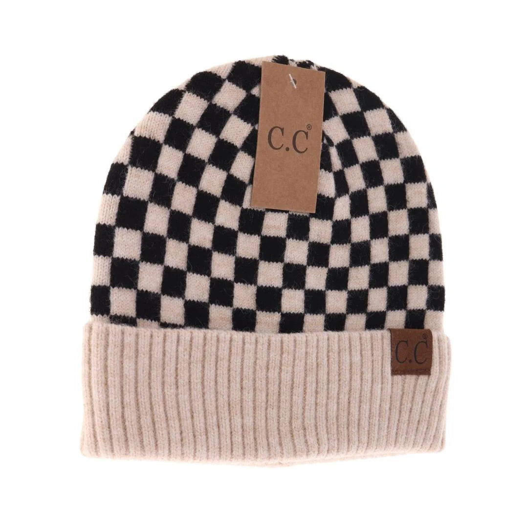 Checkered Pattern C.C Beanie {Multiple Colors!} - KaraMarie