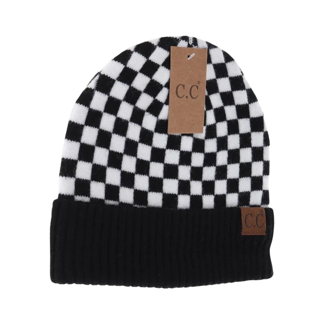 Checkered Pattern C.C Beanie {Multiple Colors!} - KaraMarie
