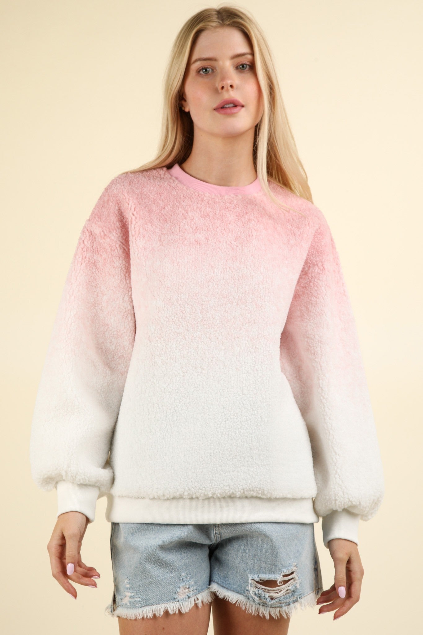 Frosted Cloud Ombre Top in Pink