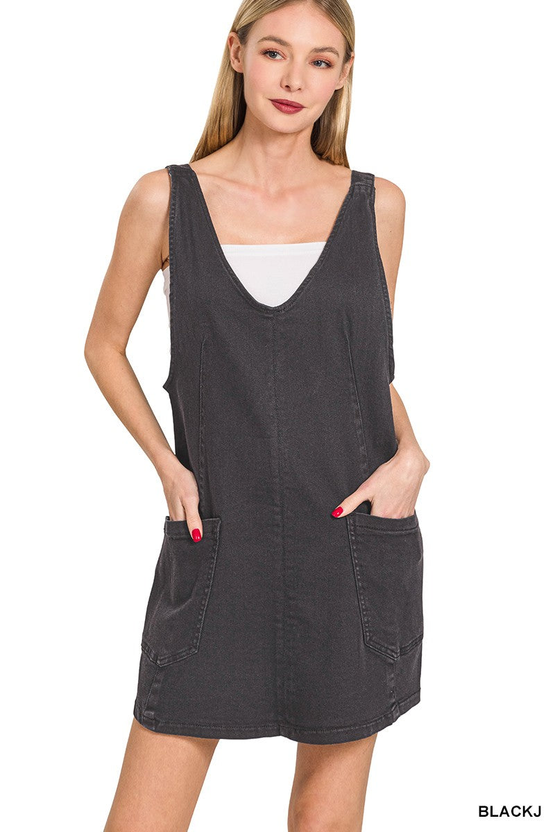 Denim Days Overall Dress in Black {S-L}