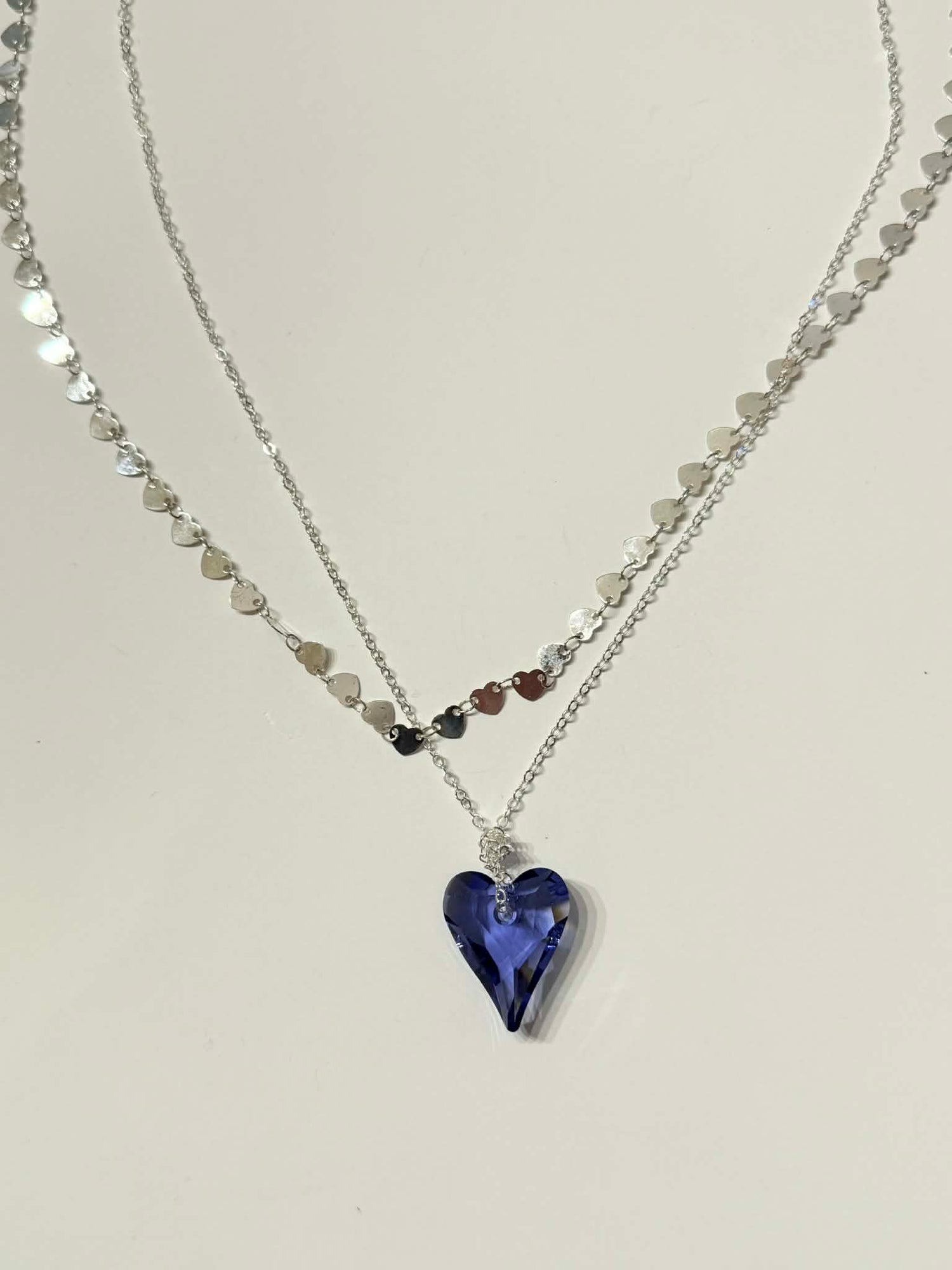 Purple Heart Double Strand Long Necklace